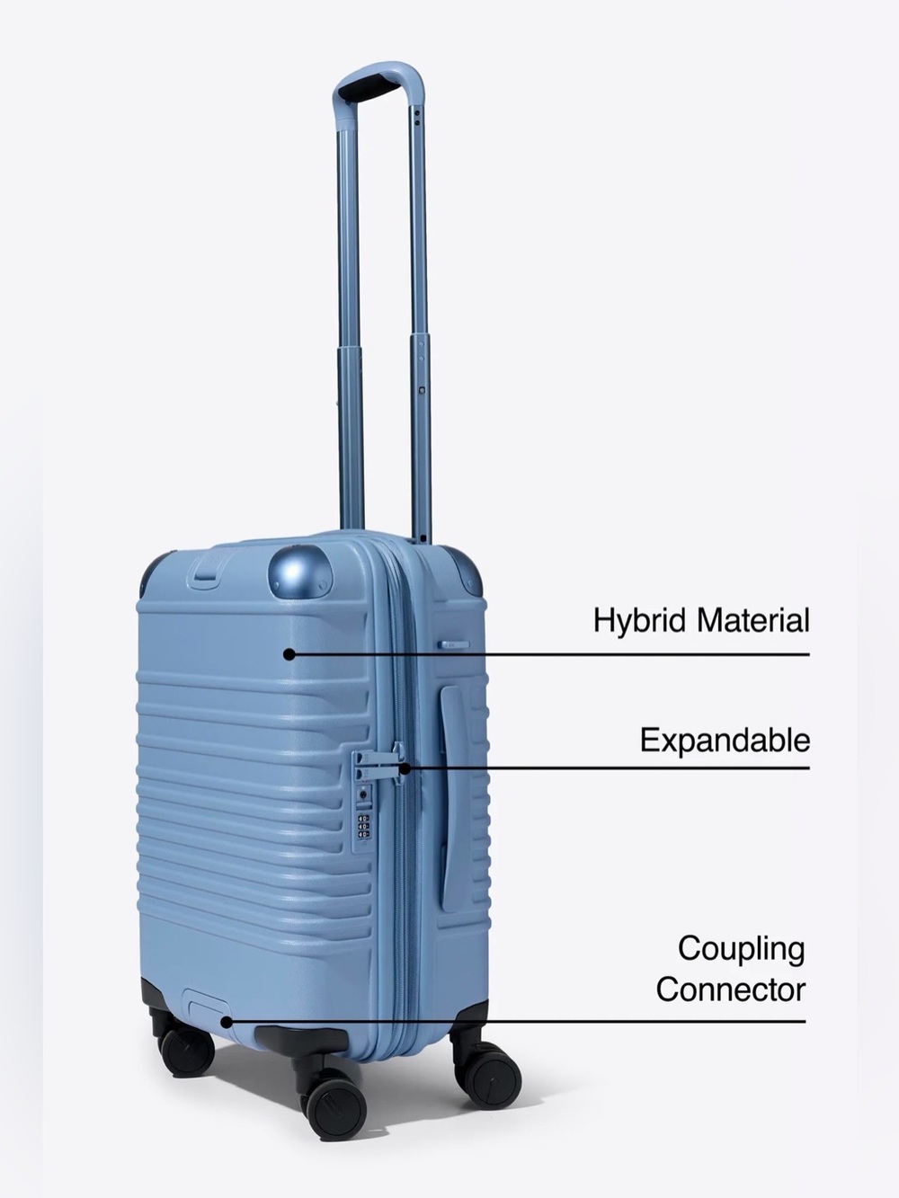 BÉIS The Hybrid Carry-On Roller 
in Dusty Blue - Picture 2 of 5
